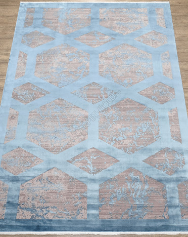 Ковер турецкий M570O Olimpos (Акрил, Эвкалиптовый шелк, синий, серый)