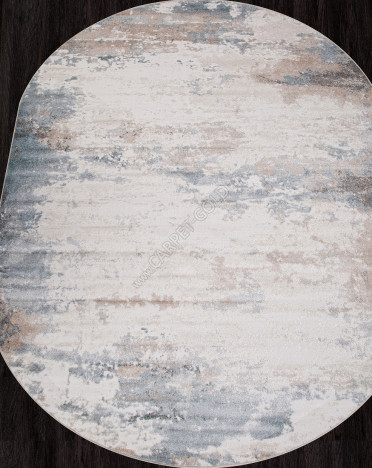 Ковер российский D994 NATUREL (Фризе, бежевый, голубой) овальный