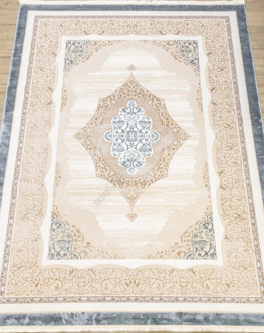 Ковер турецкий 4115A Ascona (Полиэстер хит-сет, бежевый, серый)