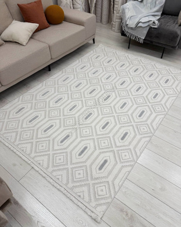 Ковер турецкий EN-262 Поло (Полиэстер, серый, кремовый)