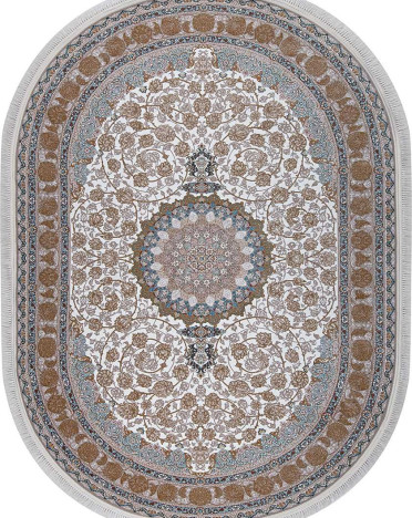 Иранский ковер овальный Iran Mashad 1200 G129 (Акрил, серый, кремовый)